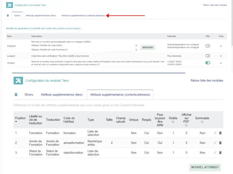 page config dolibarr